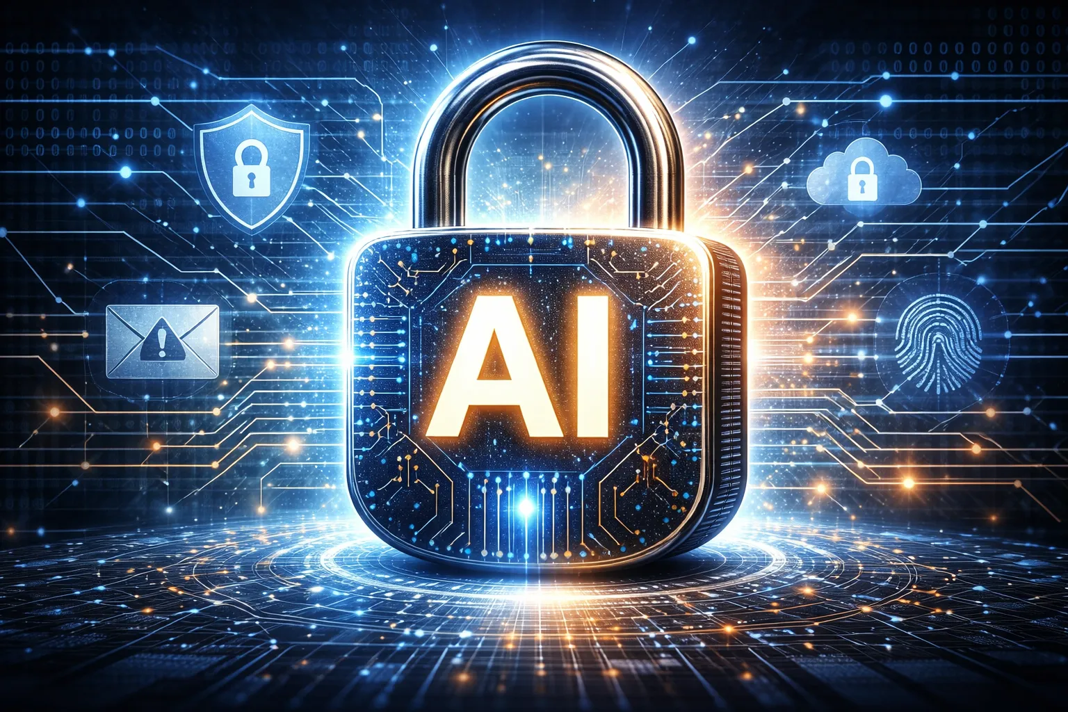 Business owner reviewing suspicious messages and AI security alerts