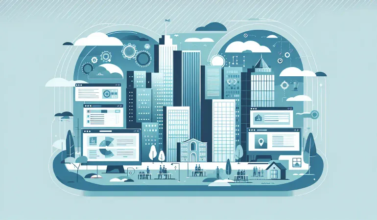 City hall staff reviewing IT dashboards on a shared screen