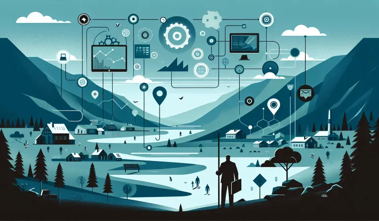 Rural small business owner working on computer with poor internet connectivity